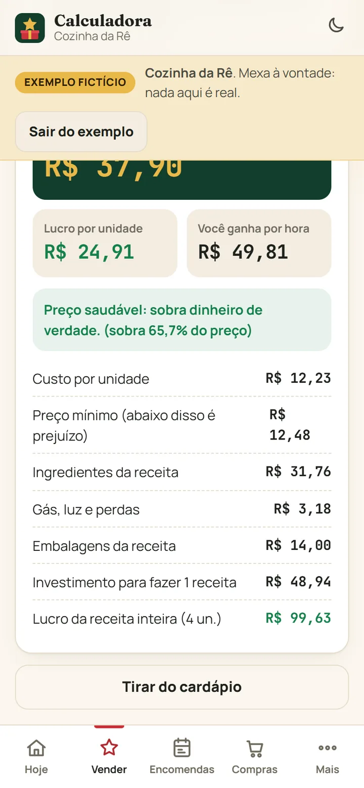 Calculadora de preço do Painel